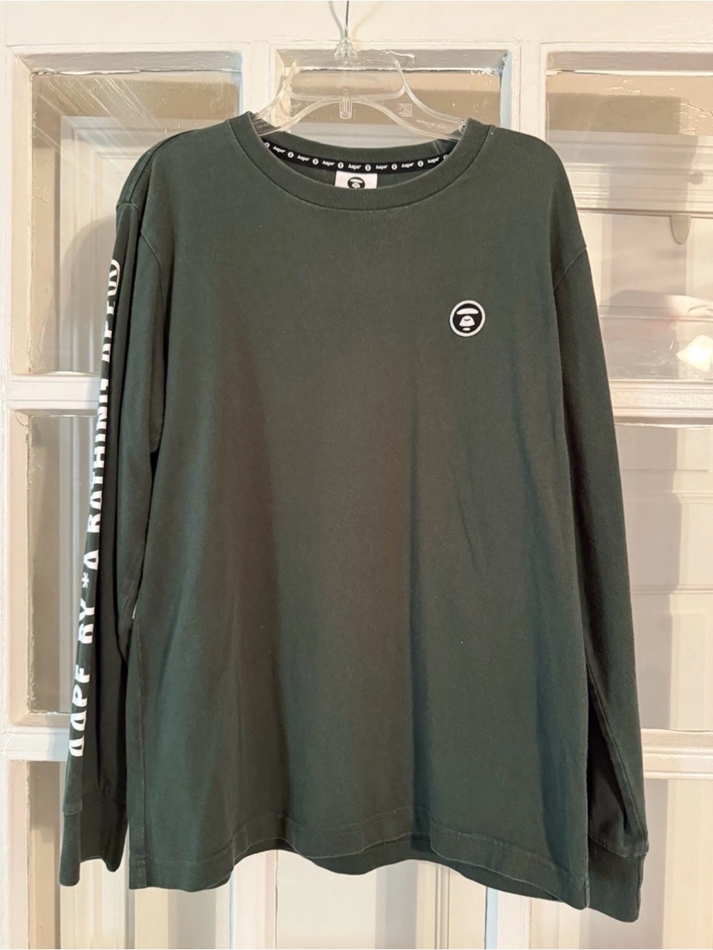 Men’s Aape “Somewhere In The Universe” Long Sleeve Tee, Green, Size Small